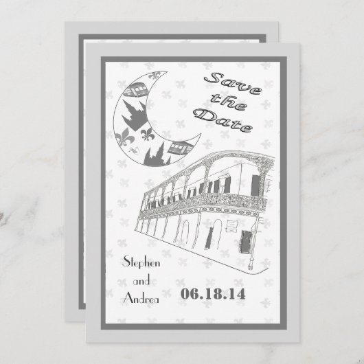 ニューオーリンズ フレンチクォーター Save the Date カード (正面/裏面)