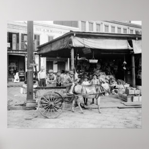 ニューオーリンズ フレンチマーケット 1910年 復古写真 ポスター