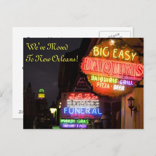 ニューオーリンズ・ルイジアナ住所の変更 案内ポストカード (正面/裏面)