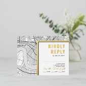 ニューオーリンズ、ルイジアナ州ラブロケータ | RSVP返信 箔招待状ポストカード (立ち正面)