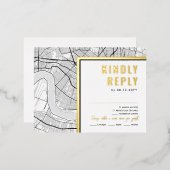 ニューオーリンズ、ルイジアナ州ラブロケータ | RSVP返信 箔招待状ポストカード (正面/裏面)