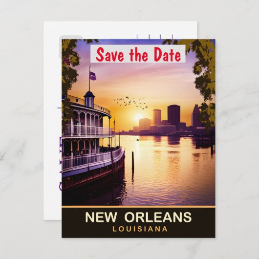 ニューオーリンズ, ルイジアナ州, 旅行ポストカード セーブザデート (正面/裏面)