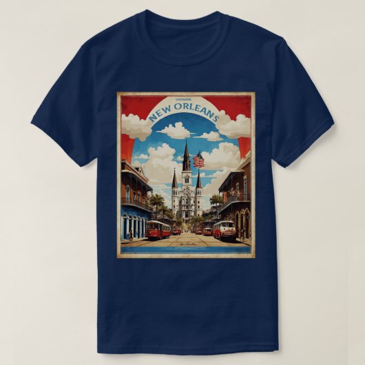 ニューオーリンズ・ルイジアナ米国アメリカ合衆国Tou Tシャツ (デザイン正面)
