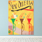 ニューオーリンズ・ヴィンテージ・トラベルポスター キャンバスプリント (インサイチュ (ウッドフロア))