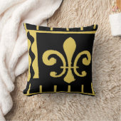 ニューオーリンズ（紋章の）フラ・ダ・リ、ブラックと金ゴールド クッション (ブランケット)