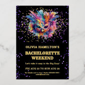 ニューオーリンズ |金ゴールドバチェロレッテの日程の週末 箔招待状 (正面)