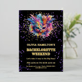 ニューオーリンズ |金ゴールドバチェロレッテの日程の週末 箔招待状 (立ち正面)