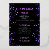 ニューオーリンズ |金ゴールドバチェロレッテの日程の週末 箔招待状 (裏面)