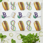 ニューオーリンズNOLAマルディグラビーズフードマスク キッチンタオル (折り畳み)