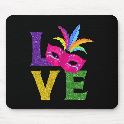 ニューオーリーンカーニバルピンクマスクパーティー衣装ラブマ マウスパッド (正面)
