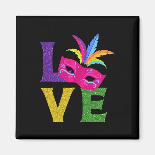 ニューオーリーンカーニバルピンクマスクパーティー衣装ラブマ マグネット (正面)