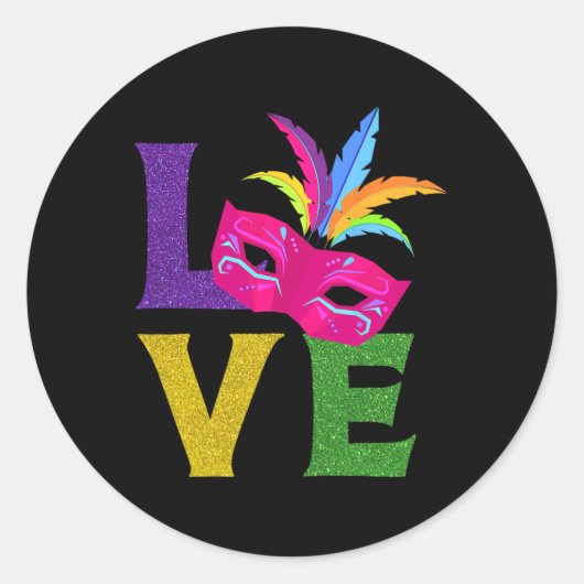 ニューオーリーンカーニバルピンクマスクパーティー衣装ラブマ ラウンドシール (正面)