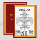 ニューオーリ結婚ンズのイベント招待状（マルーン） 招待状 (正面/裏面)