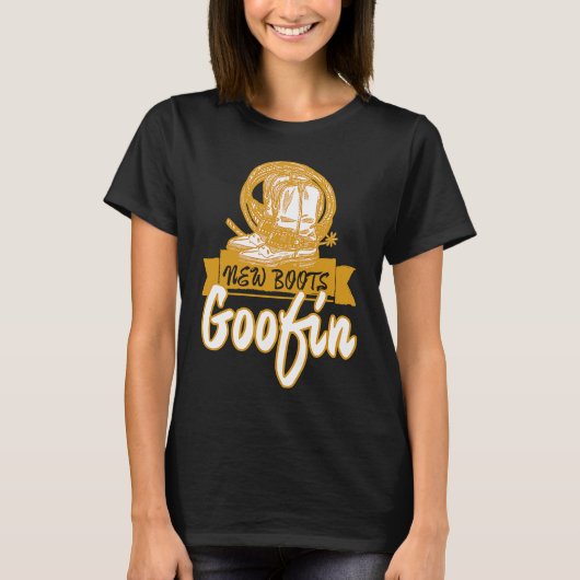 ニューカッコいいブーツゴフィン女性のカーボーイ Tシャツ (正面)