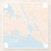 ニューカッコいいヨークの地図 | NYC |オレンジとターコイズ ガラスコースター (裏面)