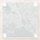 ニューカッコいいヨークの地図 | NYC |黒と白 ガラスコースター (裏面)