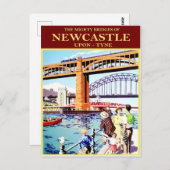 ニューカッスルの力強い橋、曲がり角、ヴィンテージ ポストカード (正面/裏面)