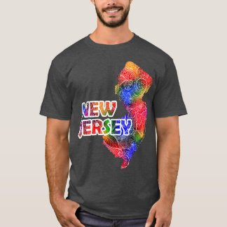 ニューカラフルジャージーのマンダラ美術地図文字i tシャツ