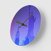 ニューカラフルヨモダンークプリント旅行ポスターUSA ラウンド壁時計 (傾斜)