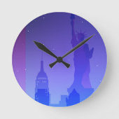 ニューカラフルヨモダンークプリント旅行ポスターUSA ラウンド壁時計 (正面)