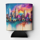ニューカラフルヨークスカイライン抽象芸術アート 缶クーラー (裏面)