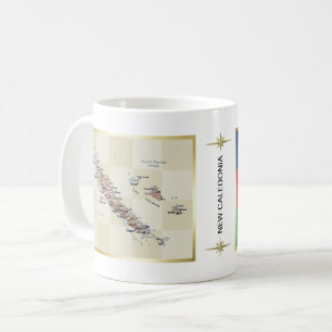 ニューカレドニアの旗 + 地図のマグ コーヒーマグカップ