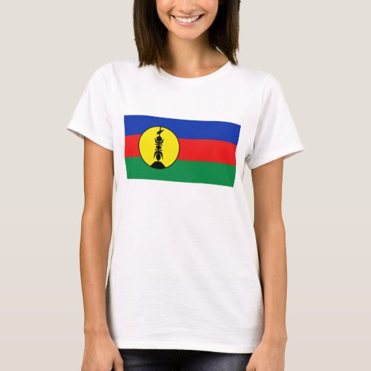 ニューカレドニア国旗x地図Tシャツ Tシャツ (正面)