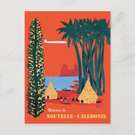 ニューカレドニア、村バイザコースト、ヴィンテージ ポストカード (正面)
