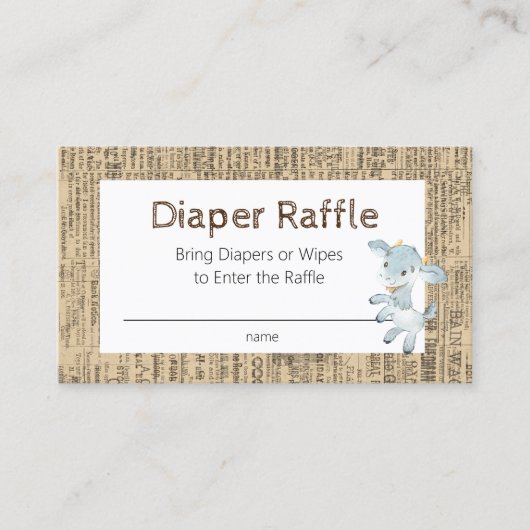 ニューキッドファームヤギおむつラッフルカード 名刺 (正面)