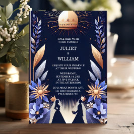 ニューキャスル ラグジュアリー フューシャ クラウン ロイヤル ブルー ウェディング 招待状