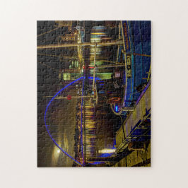 ニューキャッスルティーン川の上の月の光の空 ジグソーパズル