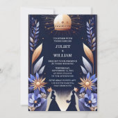 ニューキャッスルラグジュアリー明るい赤紫色王室のクラウンブルー結婚ズ 招待状 (正面)