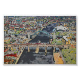 ニューキャッスル・ゲーツヘッド・ケイサイド タイン川の橋 フォトプリント