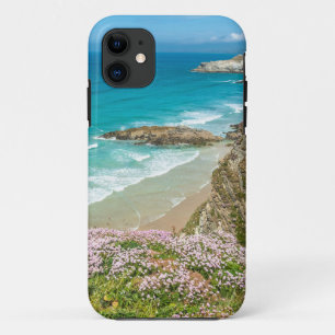 ニューキービーチインノースコーンウォール野生の花の崖 iPhone 11 ケース