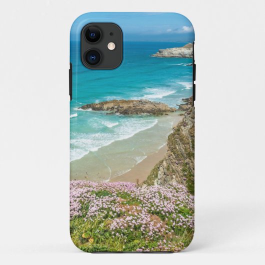 ニューキービーチインノースコーンウォール野生の花の崖 Case-Mate iPhoneケース (裏面)