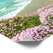 ニューキービーチインNorth Cornwallワイルドフラワークリフ ポスター (角)