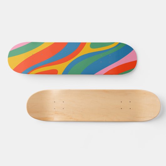 ニューグルーブカラフルレトロレインボートリップ(幻覚体験)のような抽象芸術 スケートボード (横)