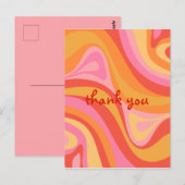 ニューグルーブ レトロ アブストラクト ピンク オレンジ サンクス ポストカード (正面/裏面)