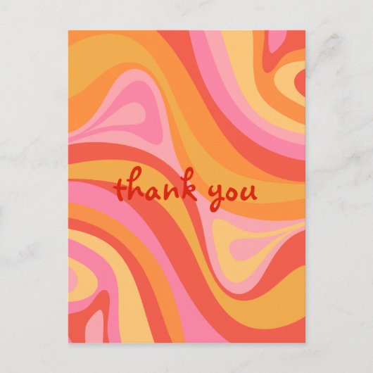 ニューグルーブ レトロ アブストラクト ピンク オレンジ サンクス ポストカード (正面)