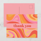 ニューグルーブ レトロ アブストラクト ピンク オレンジ サンクス ポストカード (正面/裏面)