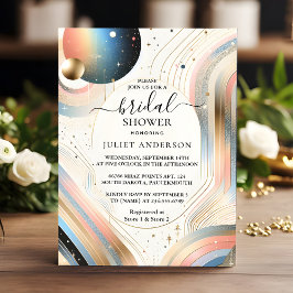 ニューグレームブライトパステルグラデーショングリッターブライダルシャワー 招待状