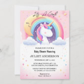 ニューグロー宇宙王室のポニーユニコーンベビーガールシャワー 招待状 (正面)