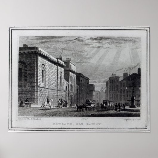 ニューゲート刑務所とオールド・ベイリー ポスター (正面)