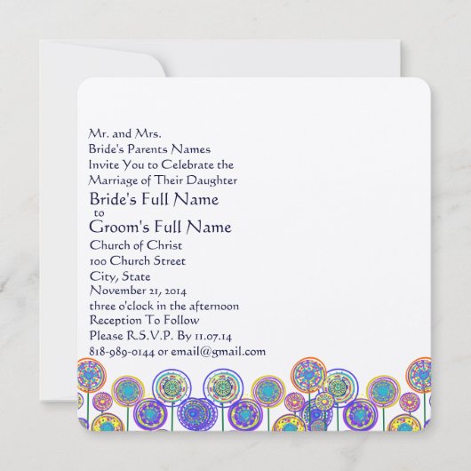 ニューサイズスクエアおもしろいフラワー結婚式招待状 招待状 (正面)