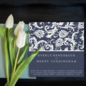 ニューサイズネイビーダムスクースワーズ結婚式招待状 招待状