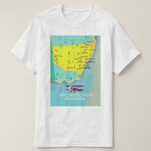 ニューサウスウェールズの地図 Tシャツ (デザイン正面)