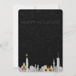 ニューシティスケッチホリデークリスマスカード 招待状