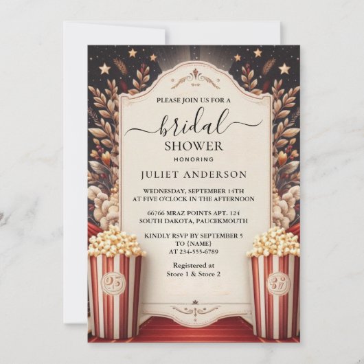 ニューシネマムービーチケットの最人気があるブライダルシャワー 招待状 (正面)