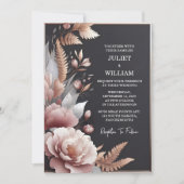 ニューシルクピンクボホピーニーガーデンダスティーバラ結婚ズ 招待状 (正面)