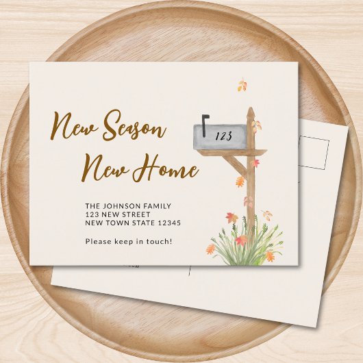 ニューシーズン新しいホーム秋の引越し告知 案内ポストカード